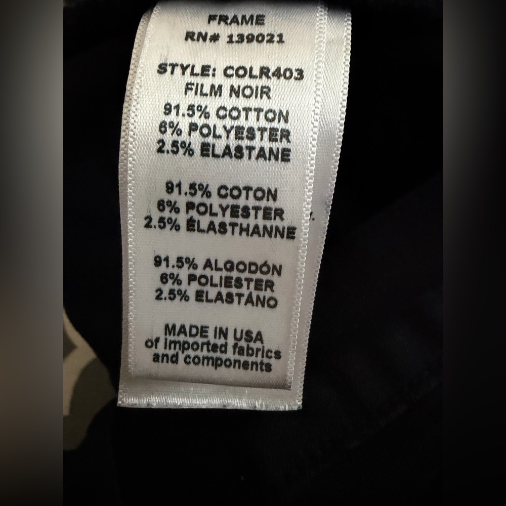 FRAME LE SKINNY de JEANNE Film Noir Black Distressed Denim Jeans Size 26 27x29 - Picture 7 of 8